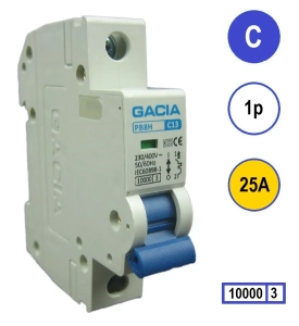 Gacia installatieautomaat 1-polig 25A C-kar (PB8H-1C25)