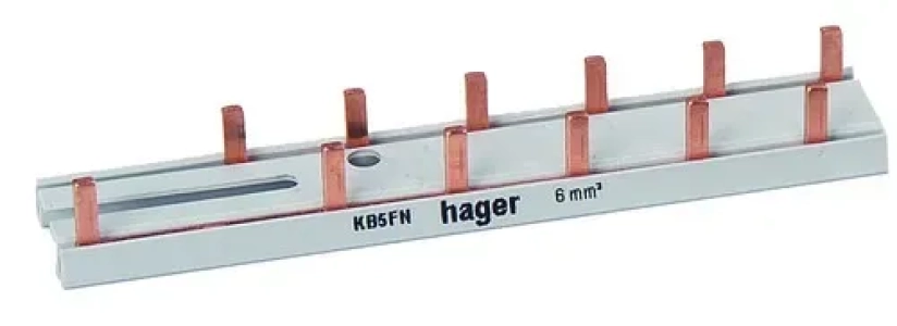 Hager KB5FN aansluitkam 2-polig 6 modules voor aardlekschakelaar en 5 modules