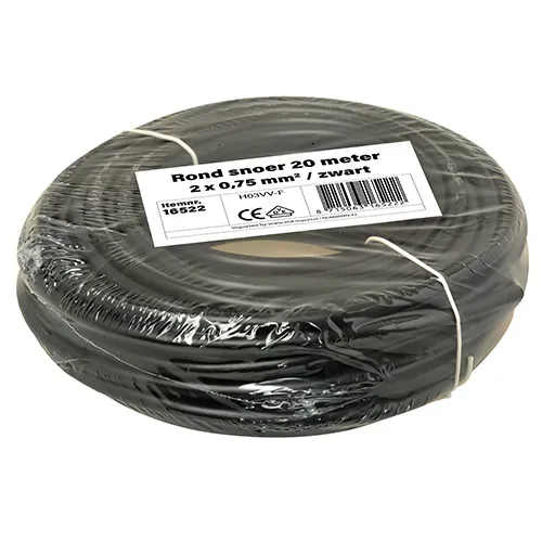 VMVL kabel rond H03VVH2-F 2x0.75mm2 zwart per 20 meter