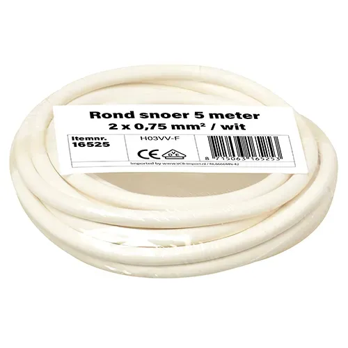 VMVL kabel rond H03VVH2-F 2x0.75mm2 wit per 5 meter