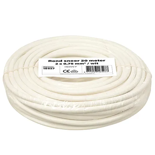 VMVL kabel rond H03VVH2-F 2x0.75mm2 wit per 20 meter