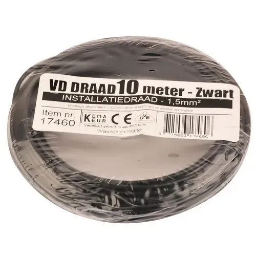 VD draad 1.5mm2 zwart 10 meter