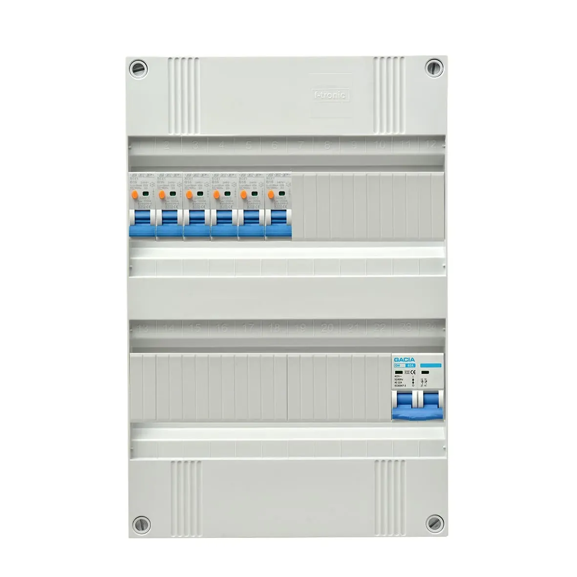 Gacia 1-fase groepenkast 6 aardlekautomaten