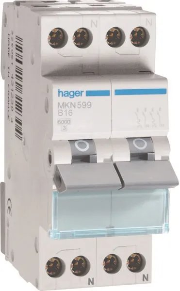 Hager fornuisgroep 2-polig+2 nul 16A B-kar (MKN599)