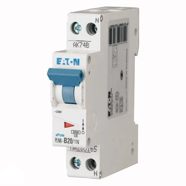 Eaton installatieautomaat 1-polig+nul 20A C-kar (PLN6-C20)