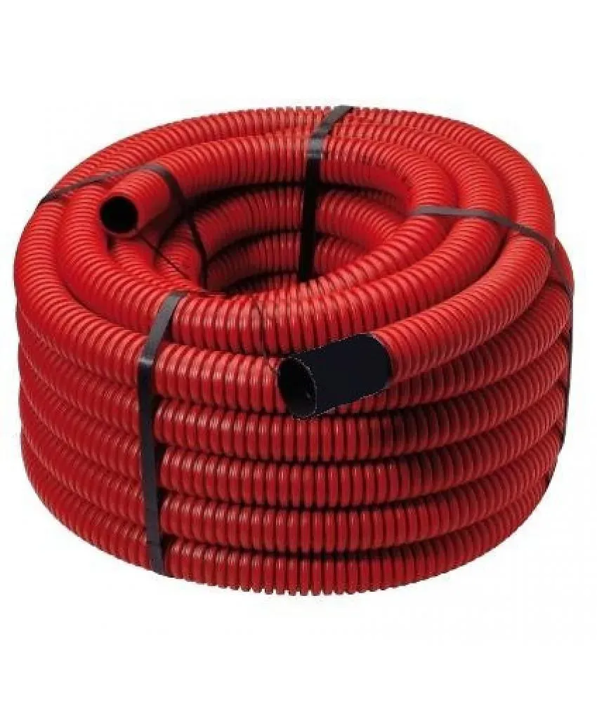 Frankische mantelbuis met trekdraad en verbindingsmof 63mm rood rol 50 meter